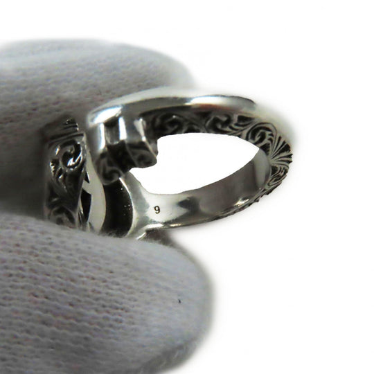 GUCCI Ring 627760 Main�FAG925 Silver Arabesque Double G Keyring Women Used Authentic