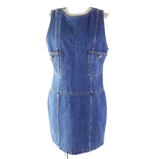 CHANEL one piece P73760 Outer material: 100% cotton Indigo blue Women 40 Used Authentic