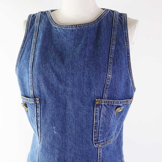 CHANEL one piece P73760 Outer material: 100% cotton Indigo blue Women 40 Used Authentic