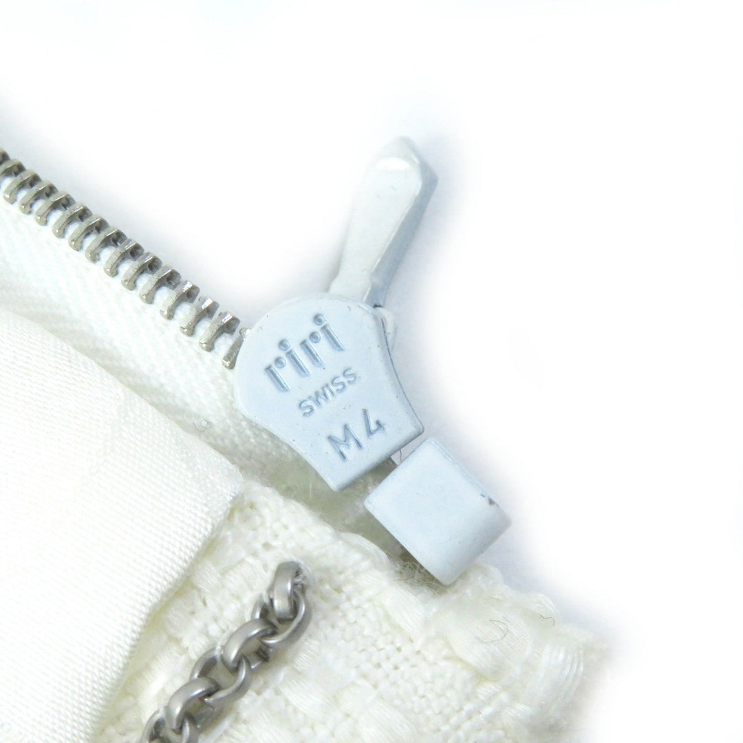 CHANEL No color jacket 03P P23760 Outer: 56% cotton, Outer: 44% linen, Lining: 95% silk, Lining: 5% elastane (polyurethane) Off-white black Women 34 Used Authentic