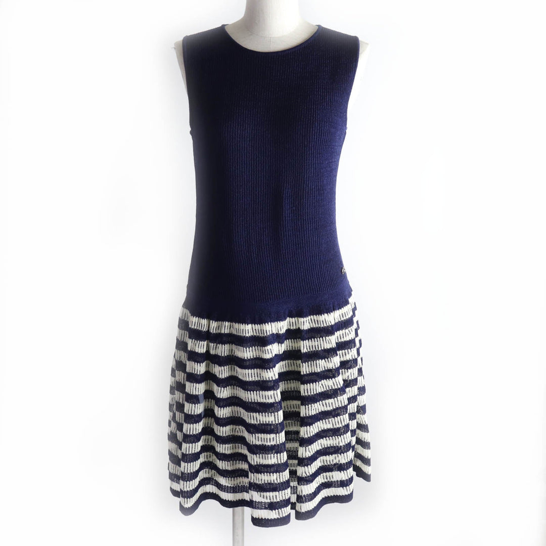 CHANEL one piece P56169 Main: 38% paper, 32% polyester, 30% cupra Navy Ivory Women 38 Used Authentic
