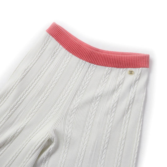 CHANEL Pants P61499 Main: 90% viscose, 5% polyester, 4% cotton, 1% polyurethane White pink Women 36 Used Authentic