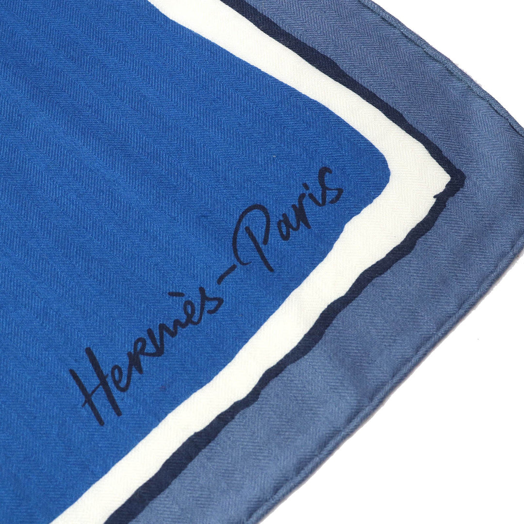 HERMES scarf Main: 70% cashmere, Main: 30% silk blue Libre Comme Pegase Women Used Authentic