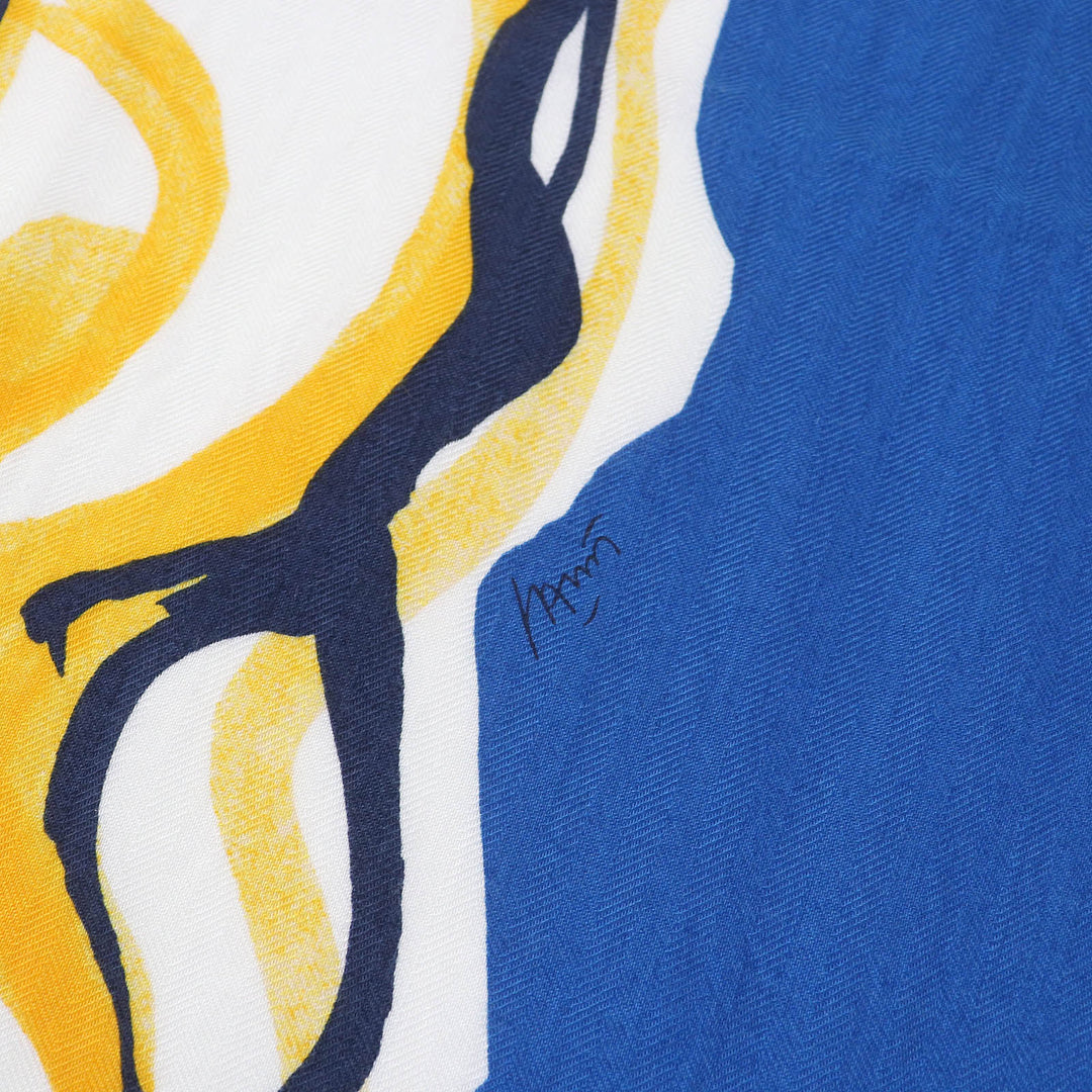 HERMES scarf Main: 70% cashmere, Main: 30% silk blue Libre Comme Pegase Women Used Authentic