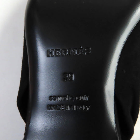 HERMES pumps Main: Suede leather black Women 39 Used Authentic