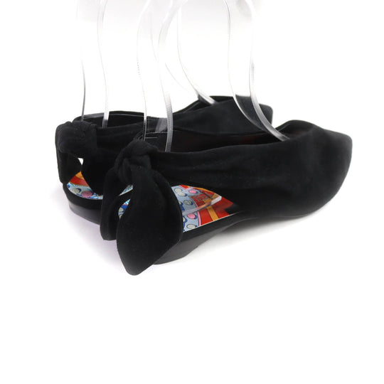 HERMES pumps Main: Suede leather black Women 39 Used Authentic