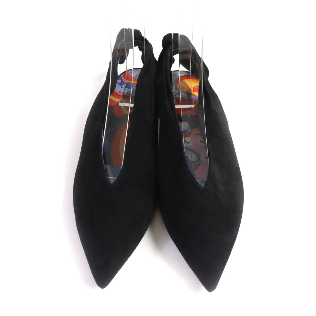 HERMES pumps Main: Suede leather black Women 39 Used Authentic