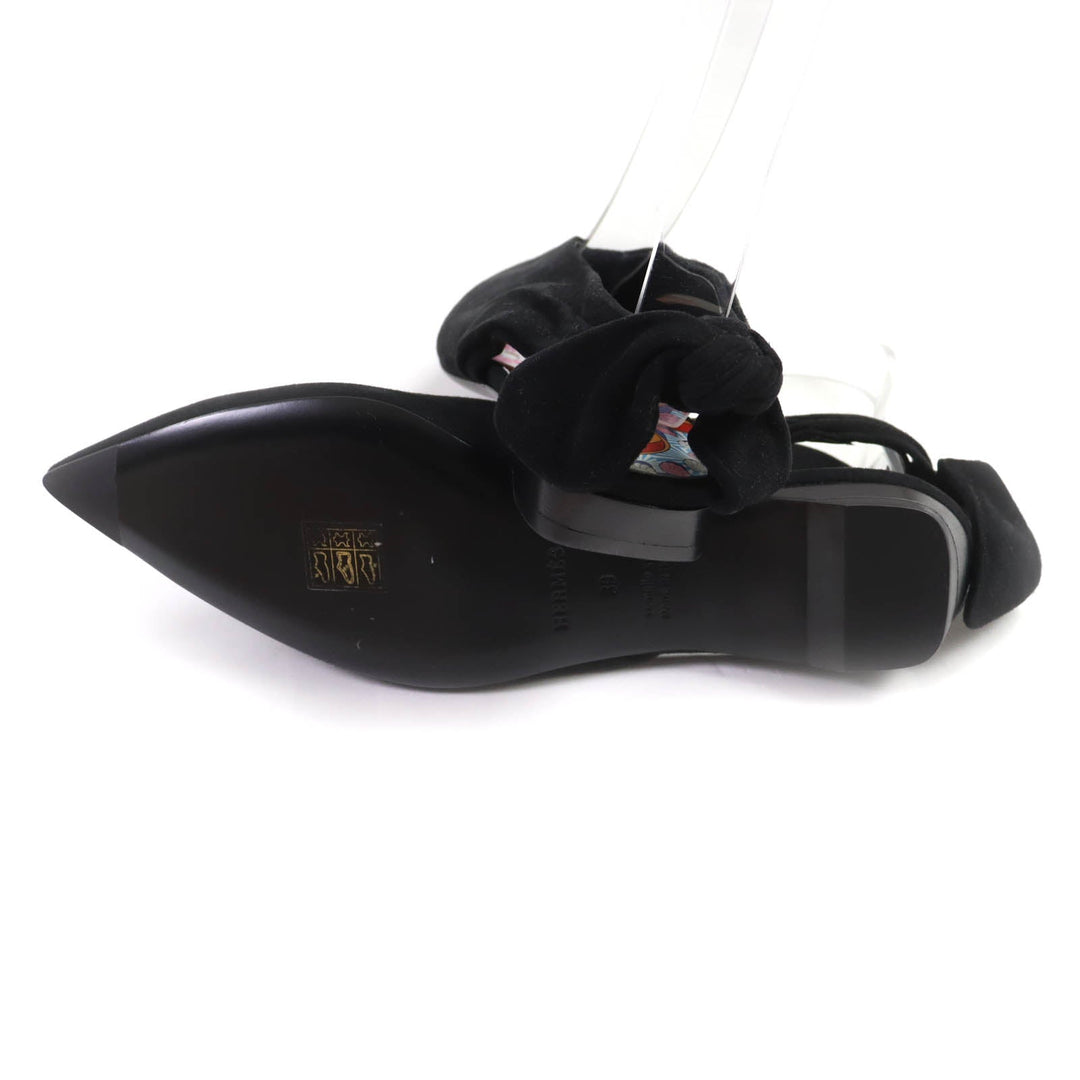 HERMES pumps Main: Suede leather black Women 39 Used Authentic