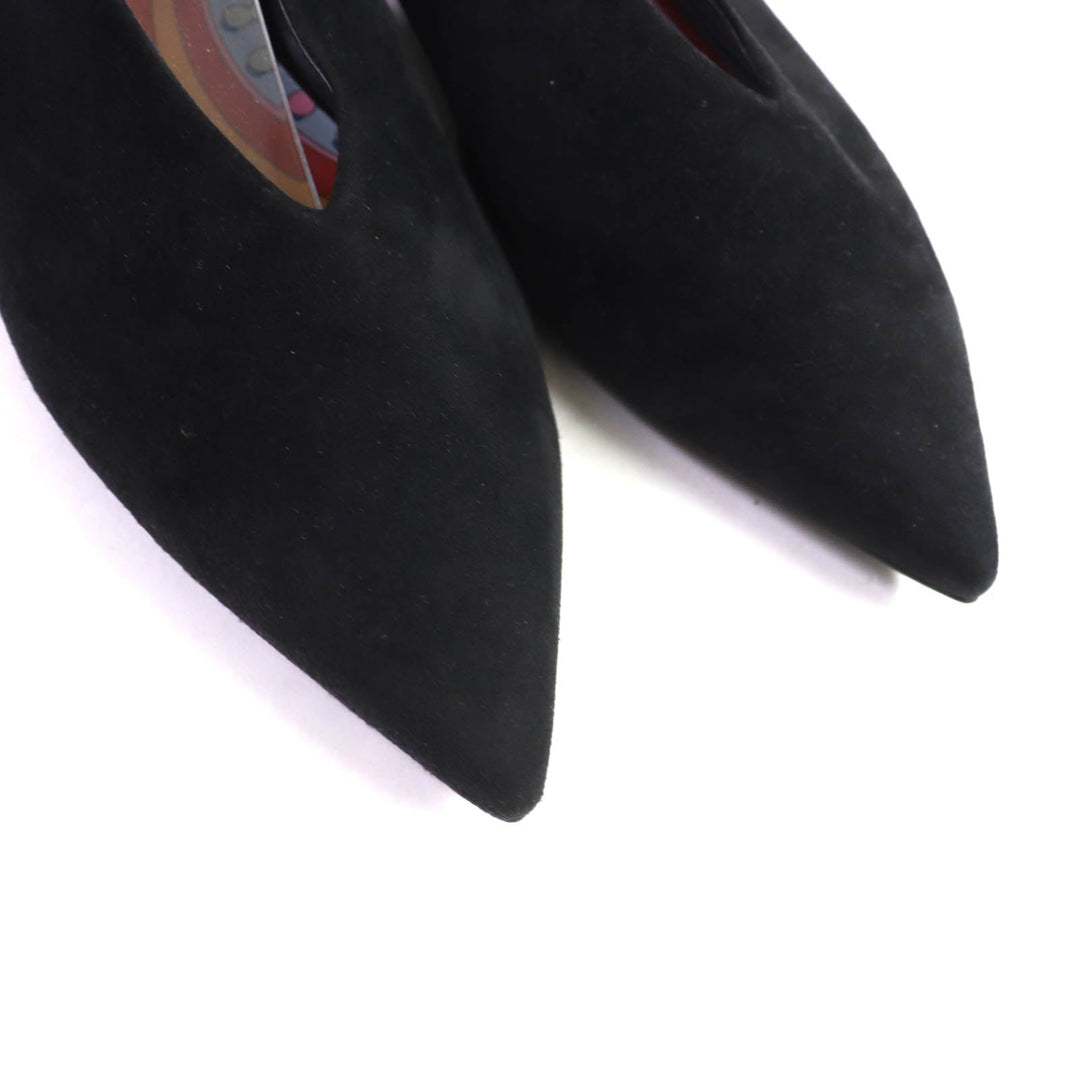 HERMES pumps Main: Suede leather black Women 39 Used Authentic