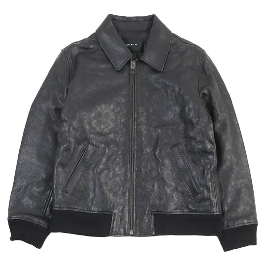 COACH Bomber jacket CF803 Outer: Lamb leather, Lining: 52% polyester, Lining: 48% rayon, Filling: 100% polyester, Rib: 64% acrylic, 27% wool, 8% nylon, 1% polyurethane Leather: Cowhide black mens L Used Authentic