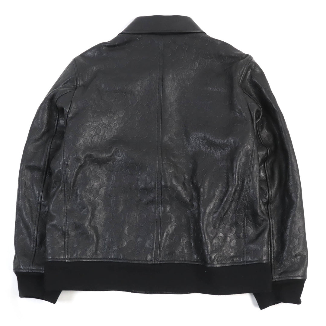 COACH Bomber jacket CF803 Outer: Lamb leather, Lining: 52% polyester, Lining: 48% rayon, Filling: 100% polyester, Rib: 64% acrylic, 27% wool, 8% nylon, 1% polyurethane Leather: Cowhide black mens L Used Authentic