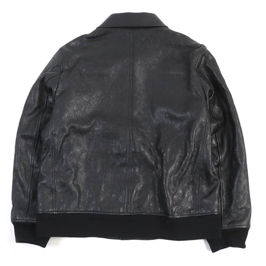 COACH Bomber jacket CF803 Outer: Lamb leather, Lining: 52% polyester, Lining: 48% rayon, Filling: 100% polyester, Rib: 64% acrylic, 27% wool, 8% nylon, 1% polyurethane Leather: Cowhide black mens L Used Authentic