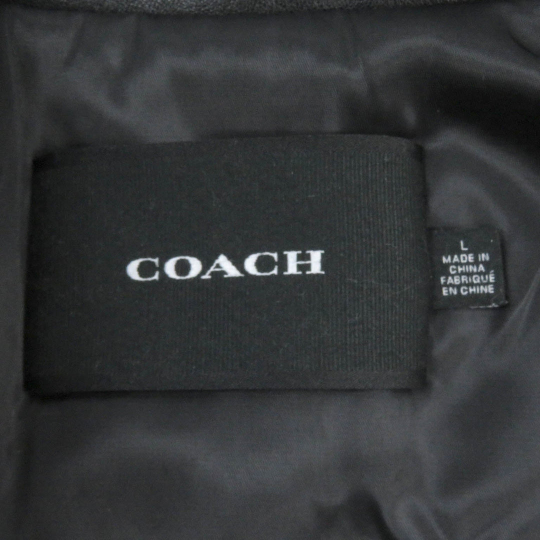 COACH Bomber jacket CF803 Outer: Lamb leather, Lining: 52% polyester, Lining: 48% rayon, Filling: 100% polyester, Rib: 64% acrylic, 27% wool, 8% nylon, 1% polyurethane Leather: Cowhide black mens L Used Authentic