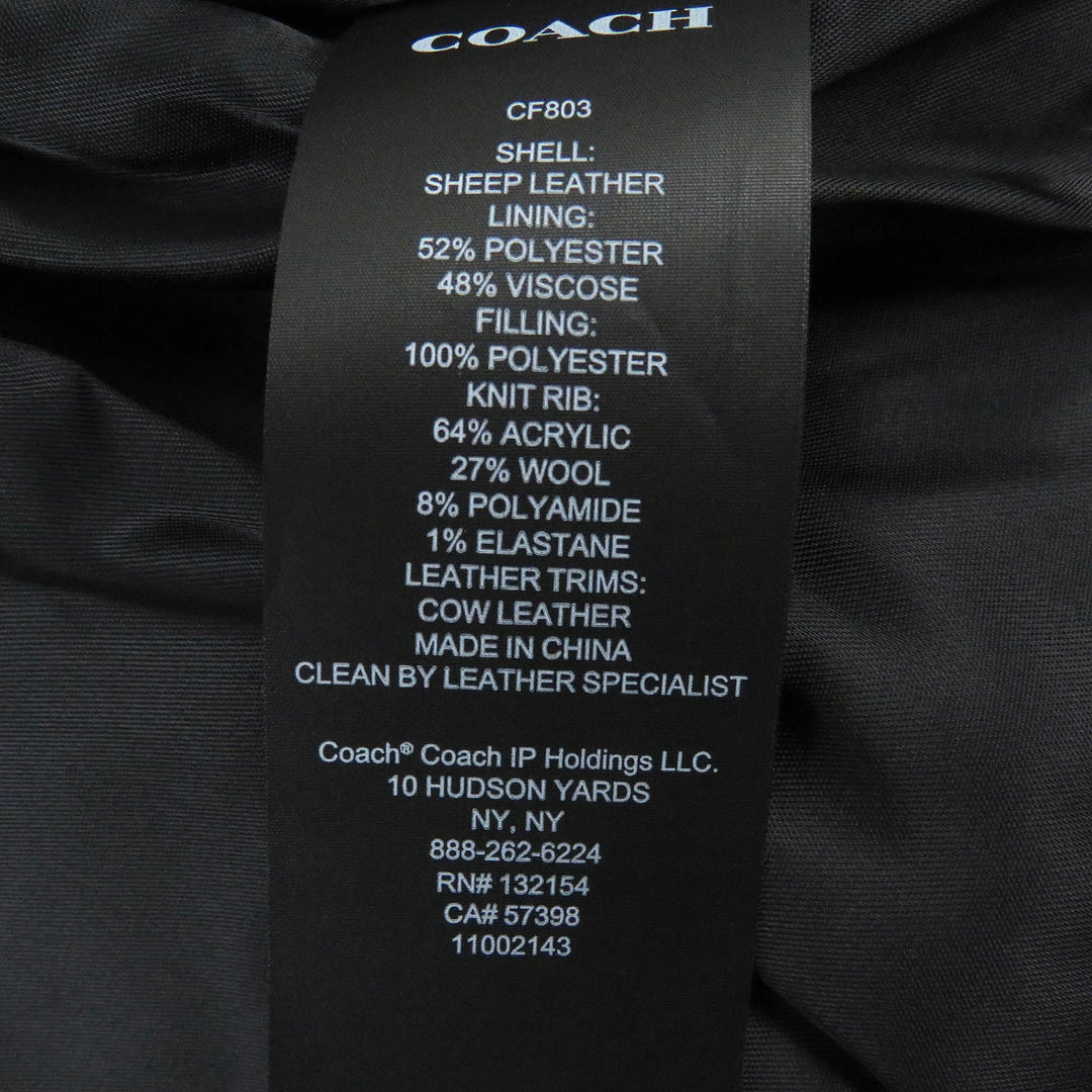 COACH Bomber jacket CF803 Outer: Lamb leather, Lining: 52% polyester, Lining: 48% rayon, Filling: 100% polyester, Rib: 64% acrylic, 27% wool, 8% nylon, 1% polyurethane Leather: Cowhide black mens L Used Authentic