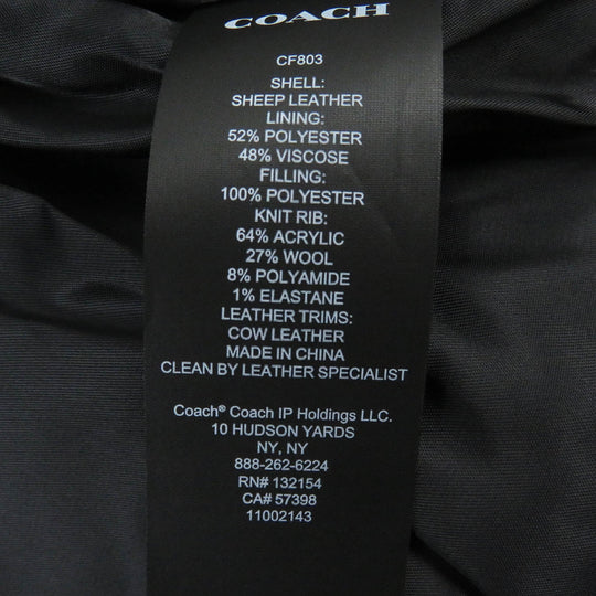 COACH Bomber jacket CF803 Outer: Lamb leather, Lining: 52% polyester, Lining: 48% rayon, Filling: 100% polyester, Rib: 64% acrylic, 27% wool, 8% nylon, 1% polyurethane Leather: Cowhide black mens L Used Authentic