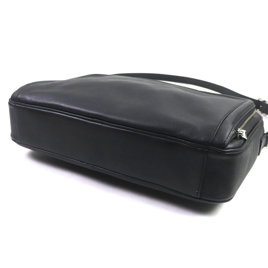 COACH Briefcase 71330 Safiano leather black Crosby mens Used Authentic