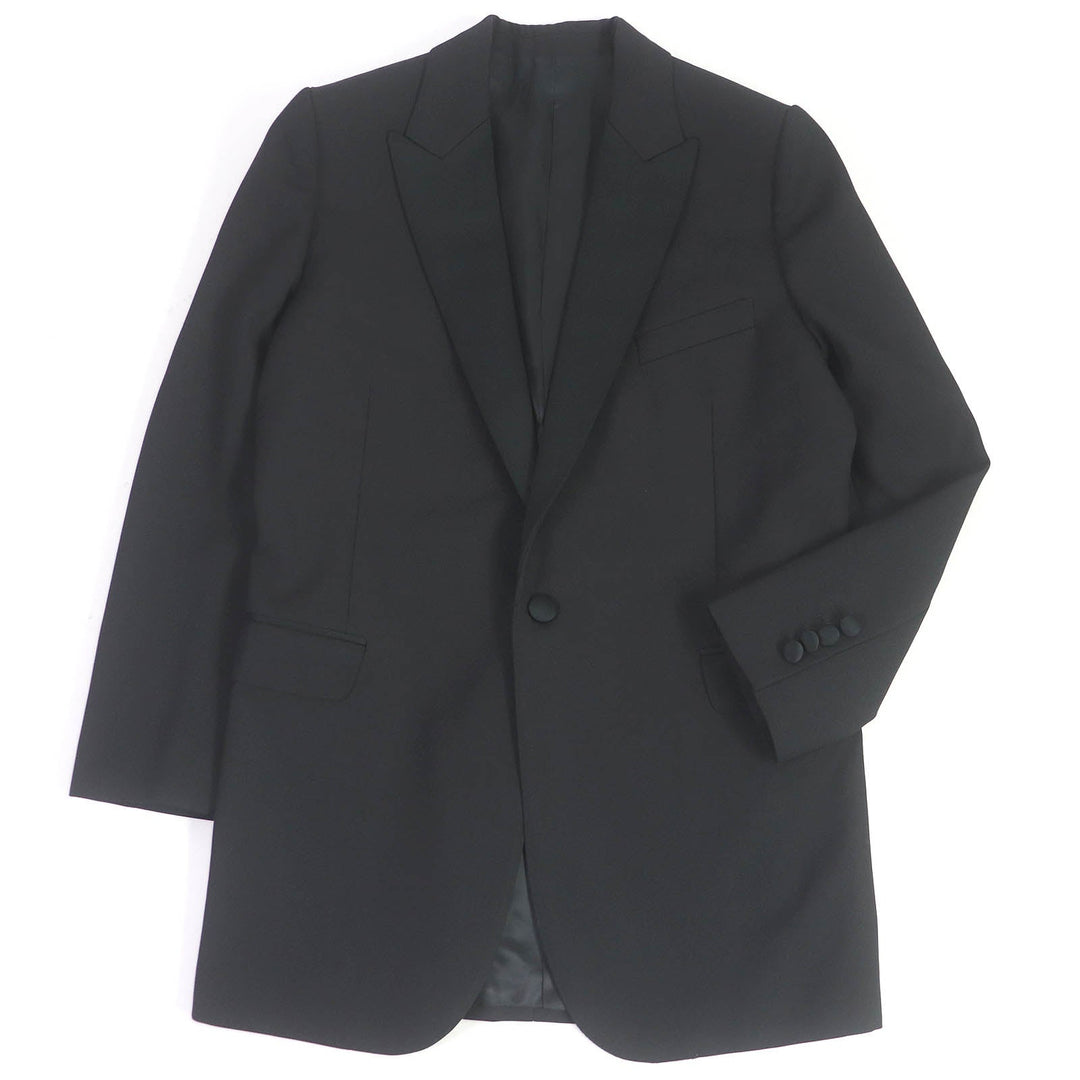 CELINE tailored jacket 2V321120D Main: 100% wool, Main: 100% polyester, Lining: 54% cupra, Lining: 46% rayon black Peak collar long tuxedo jacket Grand Poodle mens 38 Used Authentic