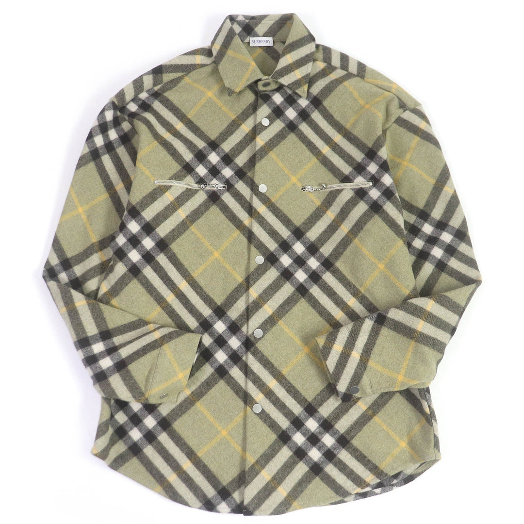 BURBERRY Long sleeve shirt 8076470 Main: 80% wool, Main: 20% nylon khaki mens S Used Authentic