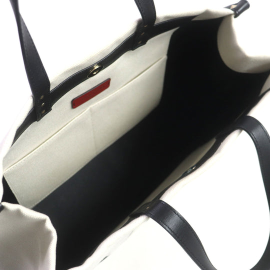 VALENTINO Tote Bag Canvas, Leather White black VLTN mens(Unisex) Used Authentic