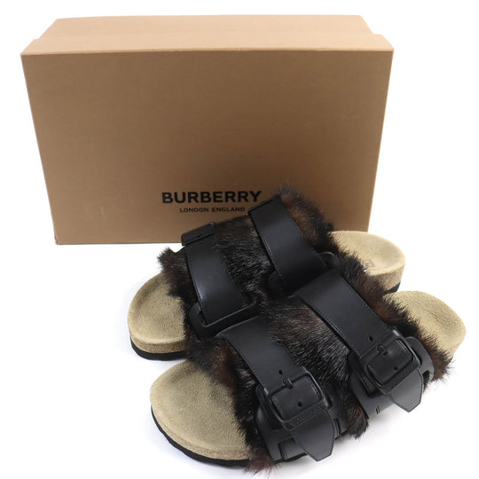 BURBERRY Sandals 8043609 Main: Leather, Part: Faux fur black mens 40 Used Authentic