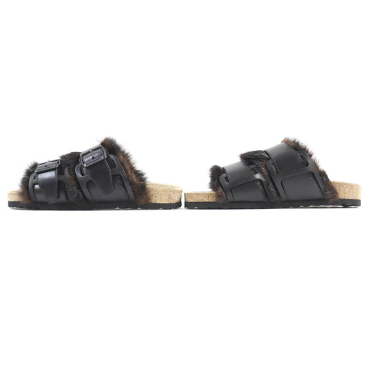 BURBERRY Sandals 8043609 Main: Leather, Part: Faux fur black mens 40 Used Authentic