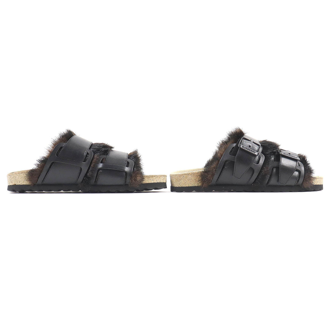 BURBERRY Sandals 8043609 Main: Leather, Part: Faux fur black mens 40 Used Authentic