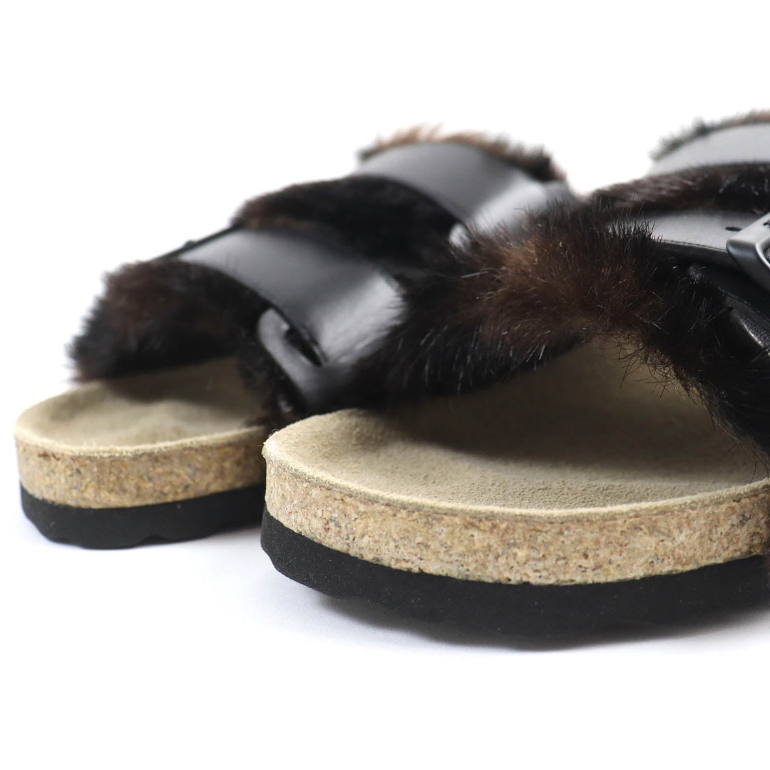 BURBERRY Sandals 8043609 Main: Leather, Part: Faux fur black mens 40 Used Authentic