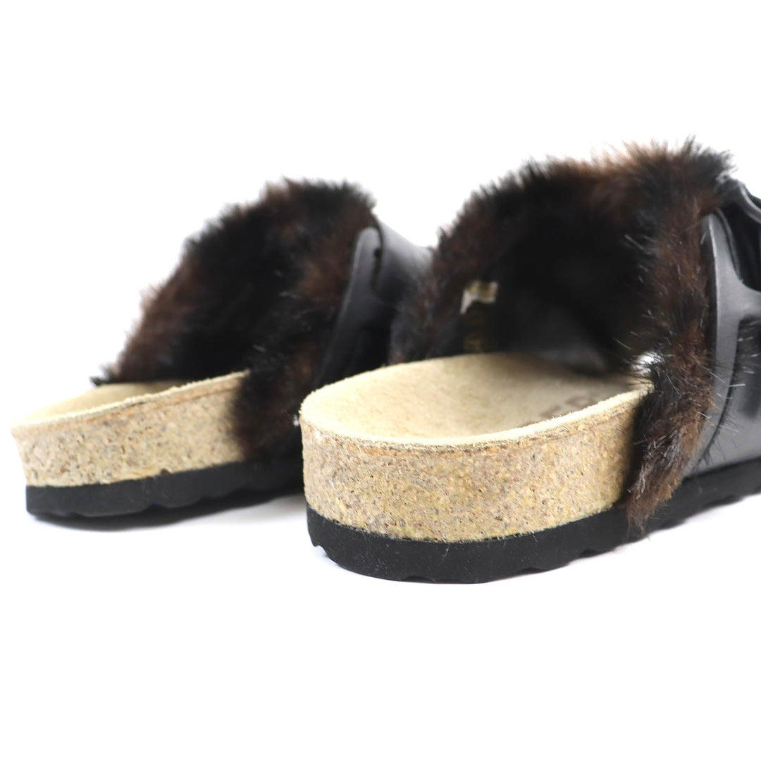 BURBERRY Sandals 8043609 Main: Leather, Part: Faux fur black mens 40 Used Authentic