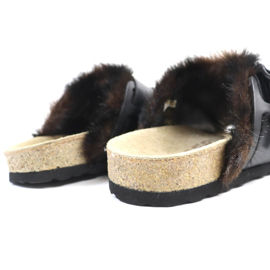 BURBERRY Sandals 8043609 Main: Leather, Part: Faux fur black mens 40 Used Authentic