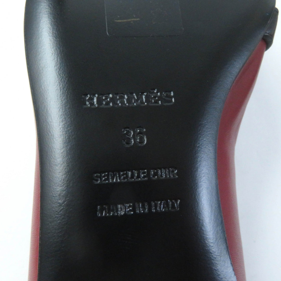 HERMES pumps Main: Leather Bordeaux Black Women 36 Used Authentic