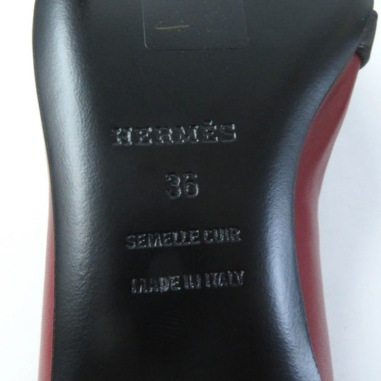 HERMES pumps Main: Leather Bordeaux Black Women 36 Used Authentic