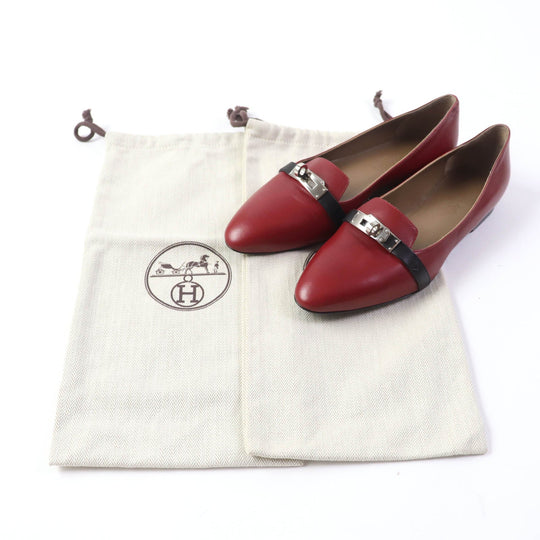 HERMES pumps Main: Leather Bordeaux Black Women 36 Used Authentic