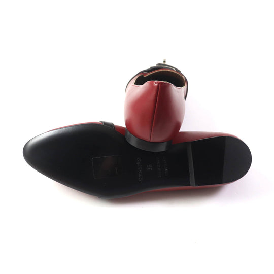 HERMES pumps Main: Leather Bordeaux Black Women 36 Used Authentic