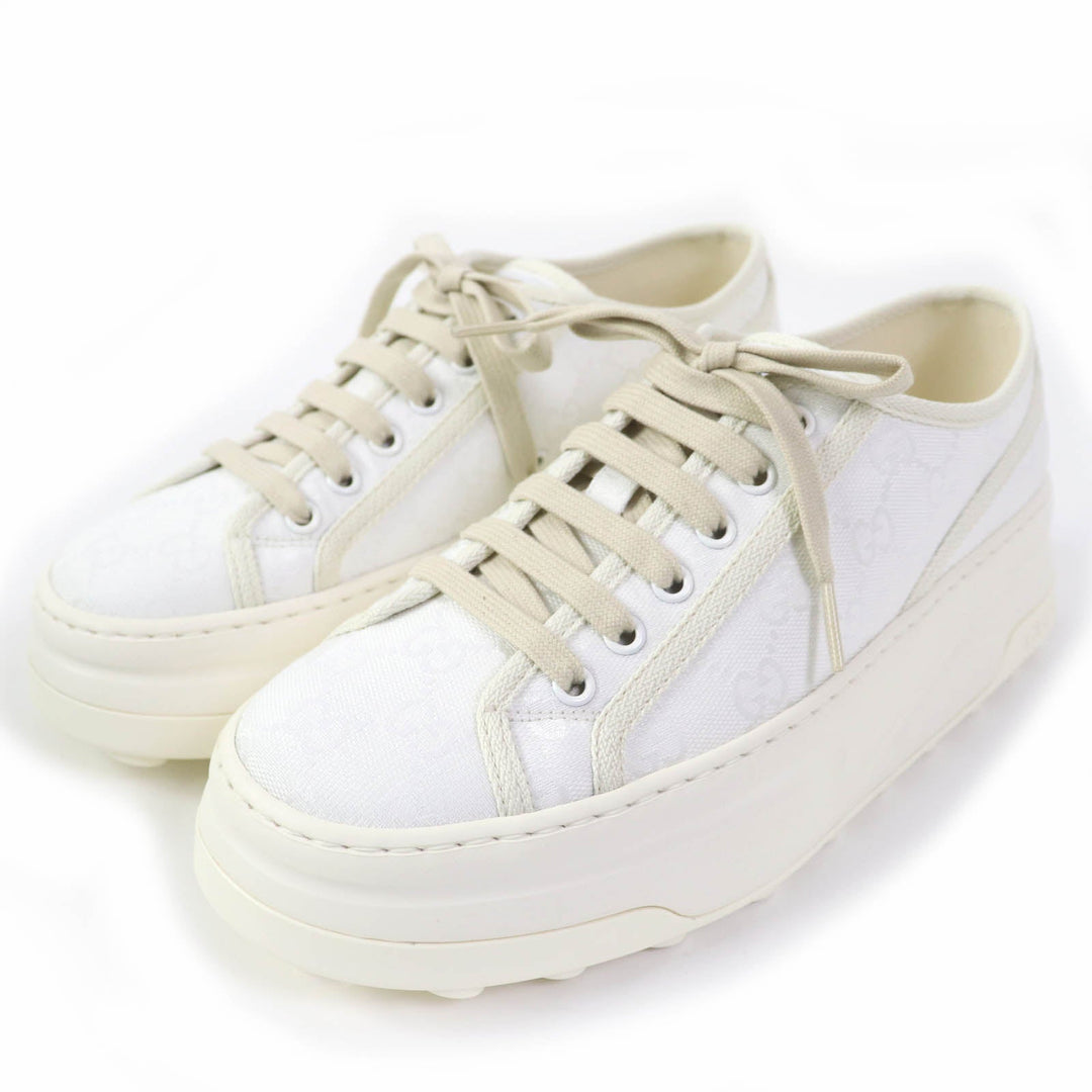 GUCCI Low cut sneakers 746767 Main: GG canvas white TENNIS 1977 Women 39.5 Used Authentic