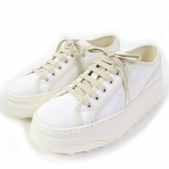 GUCCI Low cut sneakers 746767 Main: GG canvas white TENNIS 1977 Women 39.5 Used Authentic