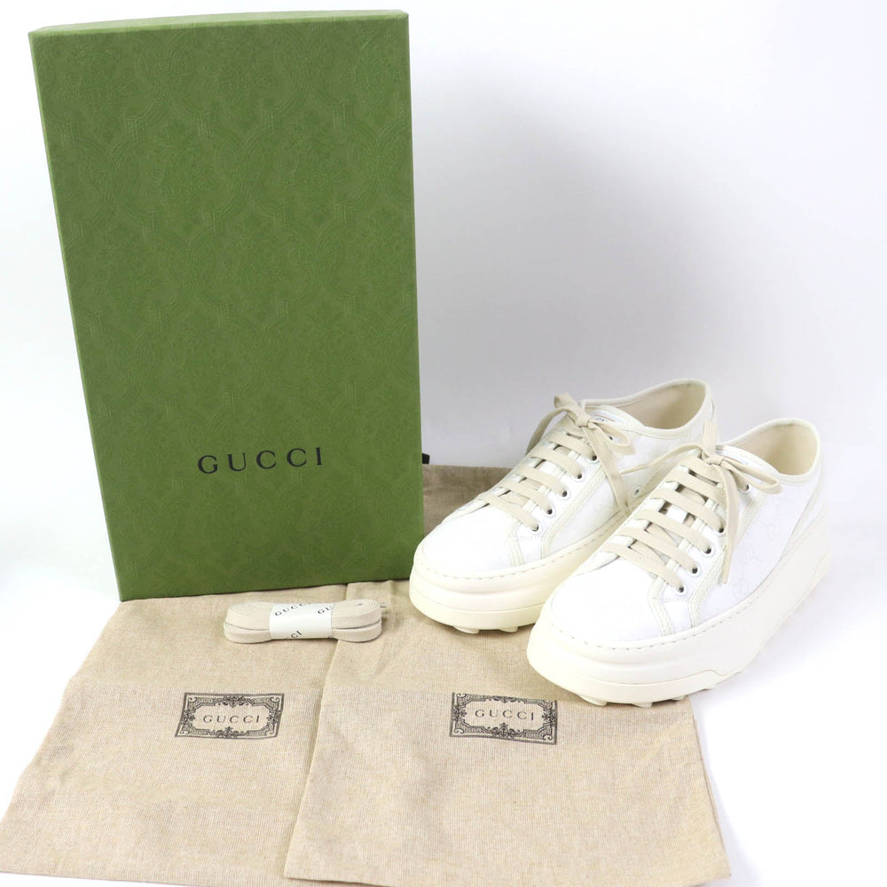 GUCCI Low cut sneakers 746767 Main: GG canvas white TENNIS 1977 Women 39.5 Used Authentic