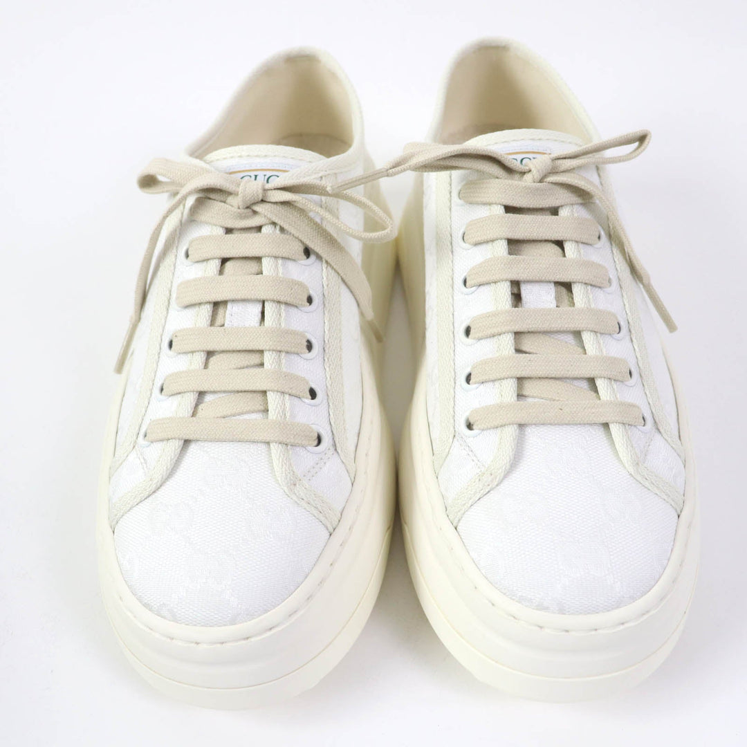 GUCCI Low cut sneakers 746767 Main: GG canvas white TENNIS 1977 Women 39.5 Used Authentic