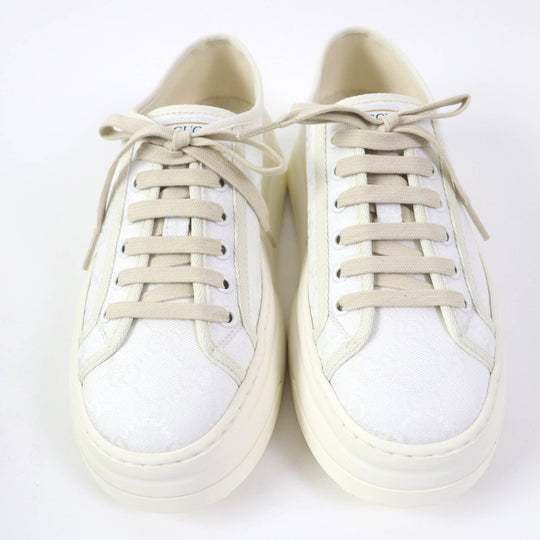 GUCCI Low cut sneakers 746767 Main: GG canvas white TENNIS 1977 Women 39.5 Used Authentic