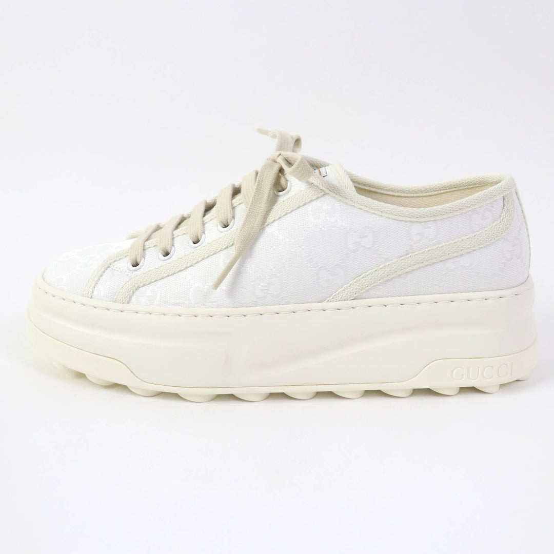 GUCCI Low cut sneakers 746767 Main: GG canvas white TENNIS 1977 Women 39.5 Used Authentic
