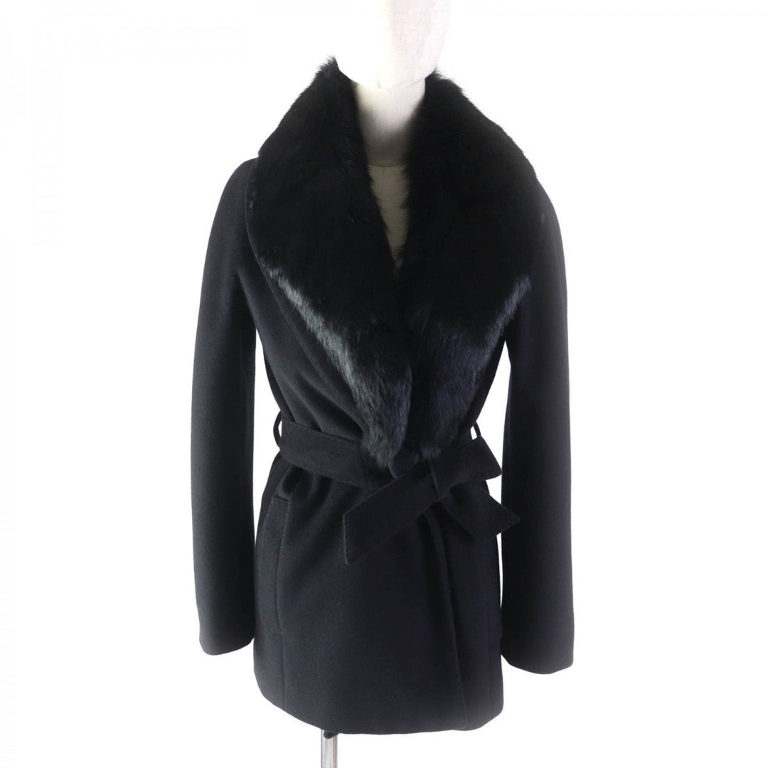 BURBERRY LONDON coat Outer: 65% Angora, Outer: 35% Wool, Lining: Cupra, Lining: Polyester black Women 38 Used Authentic