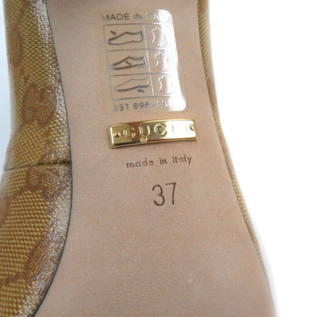 GUCCI pumps 702221 Main: Leather Brown Women 37 Used Authentic