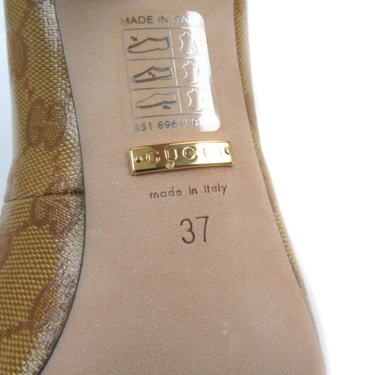 GUCCI pumps 702221 Main: Leather Brown Women 37 Used Authentic
