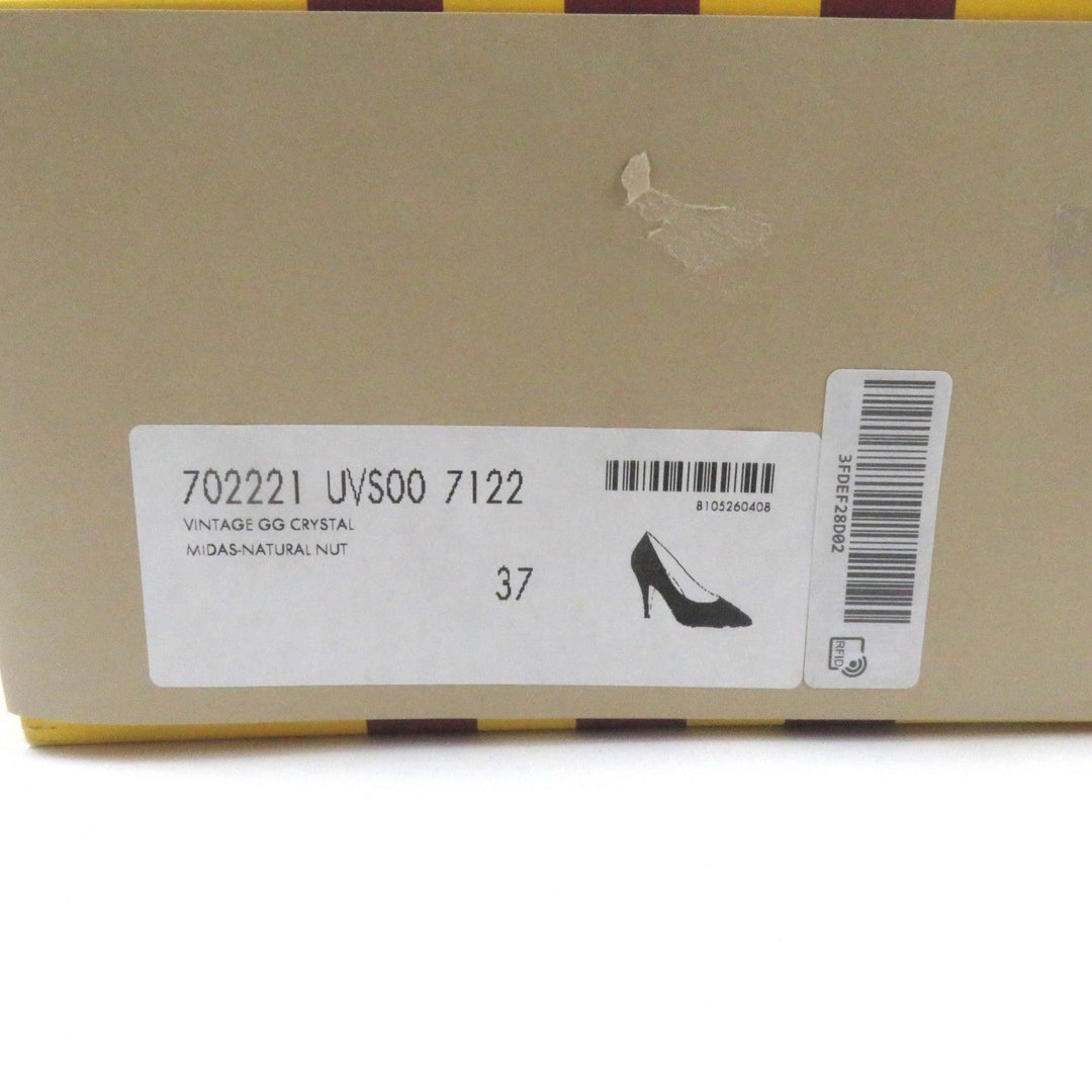 GUCCI pumps 702221 Main: Leather Brown Women 37 Used Authentic