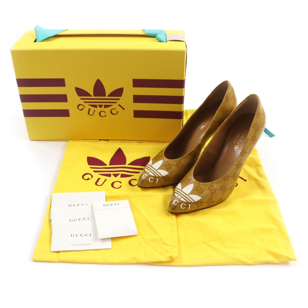 GUCCI pumps 702221 Main: Leather Brown Women 37 Used Authentic