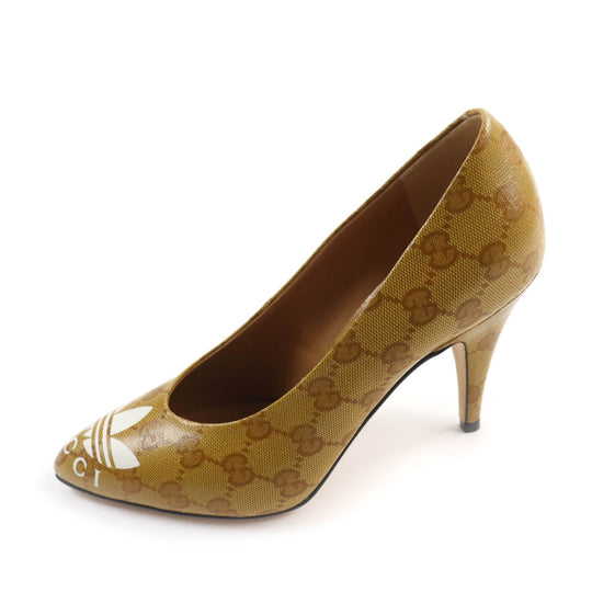 GUCCI pumps 702221 Main: Leather Brown Women 37 Used Authentic