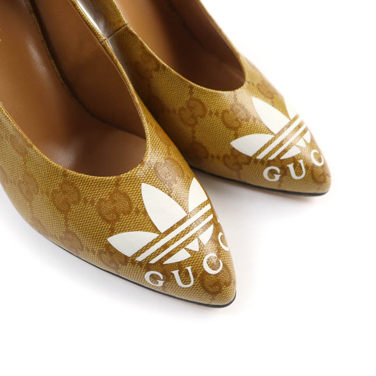 GUCCI pumps 702221 Main: Leather Brown Women 37 Used Authentic