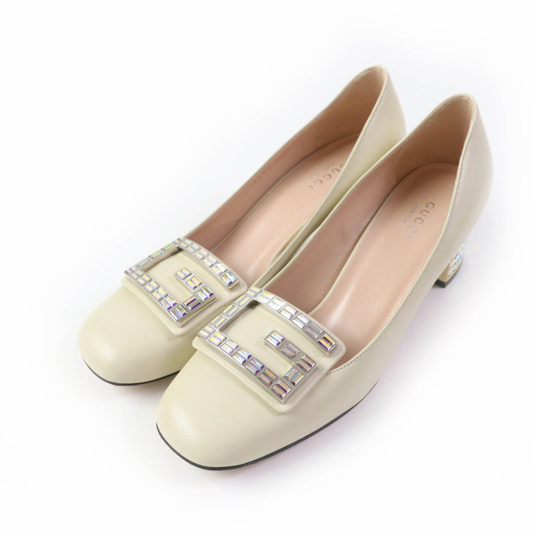 GUCCI pumps 522697 Main: Leather Ivory Women 37.5 Used Authentic