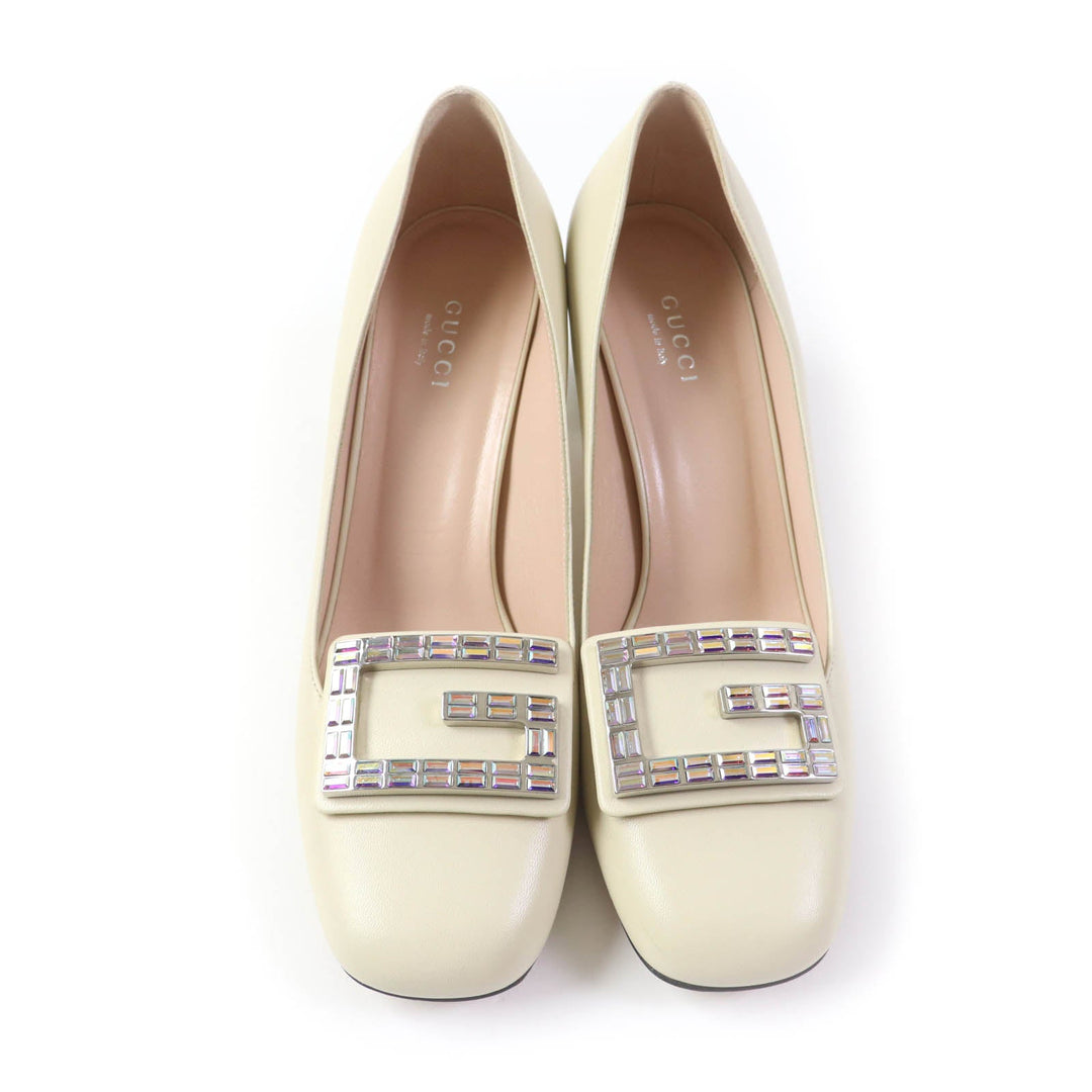 GUCCI pumps 522697 Main: Leather Ivory Women 37.5 Used Authentic