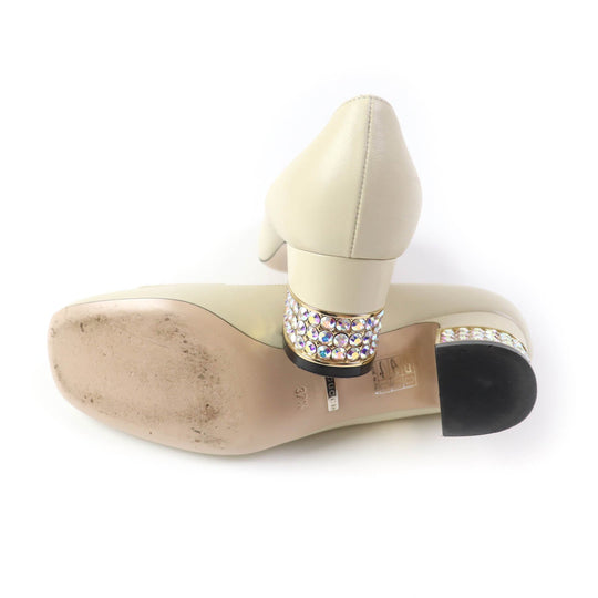 GUCCI pumps 522697 Main: Leather Ivory Women 37.5 Used Authentic
