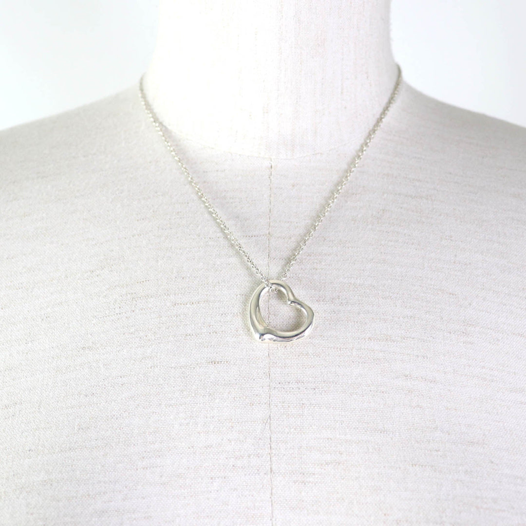 TIFFANY&Co. Necklace Main�FAG925 Silver El Saperetti Open Heart Pendant Women Used Authentic